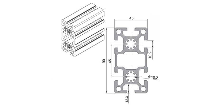 Industrial Aluminium Profile45-90W